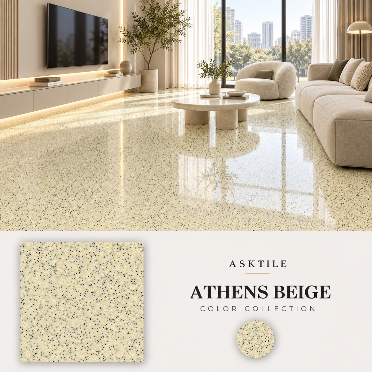 ASKTILE High-Gloss Marble-Look Epoxy Self-Leveling Floor Coating