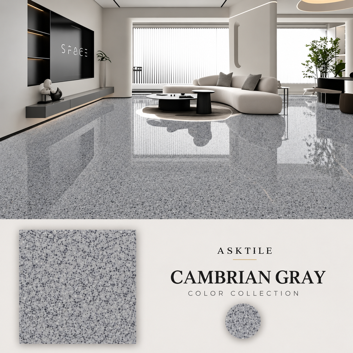 ASKTILE High-Gloss Marble-Look Epoxy Self-Leveling Floor Coating