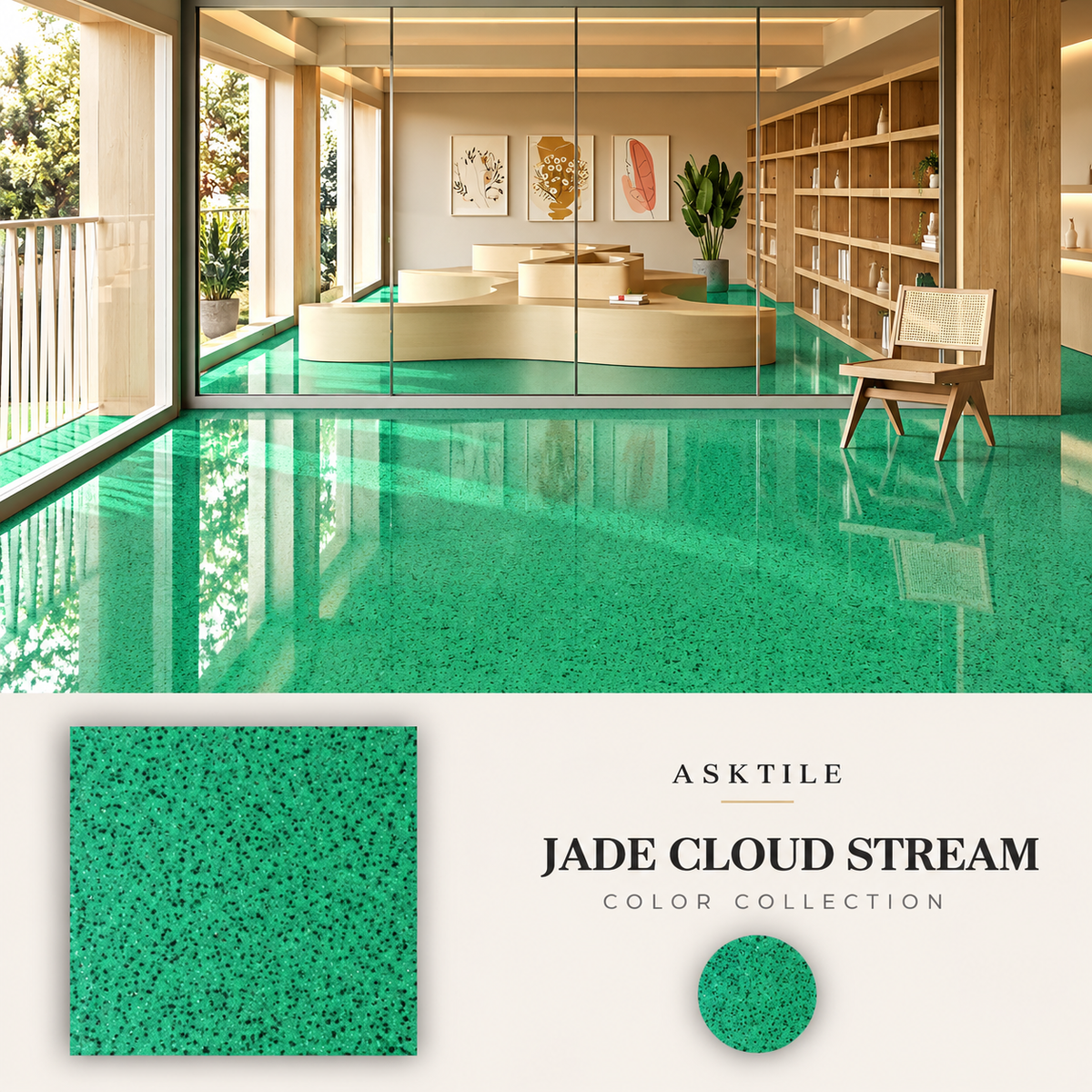 ASKTILE High-Gloss Marble-Look Epoxy Self-Leveling Floor Coating